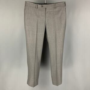 J.HILBURN Size 34 Grey Wool Flat Front Dress Pants